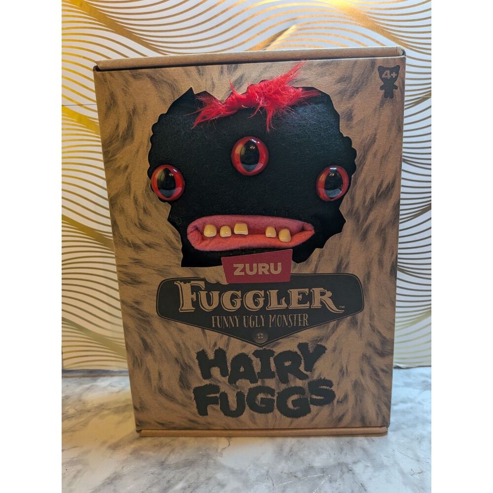 ZURU Fuggler Hairy Fuggs 3-Eyed Funny Ugly Monster Plush Black Red Boxed